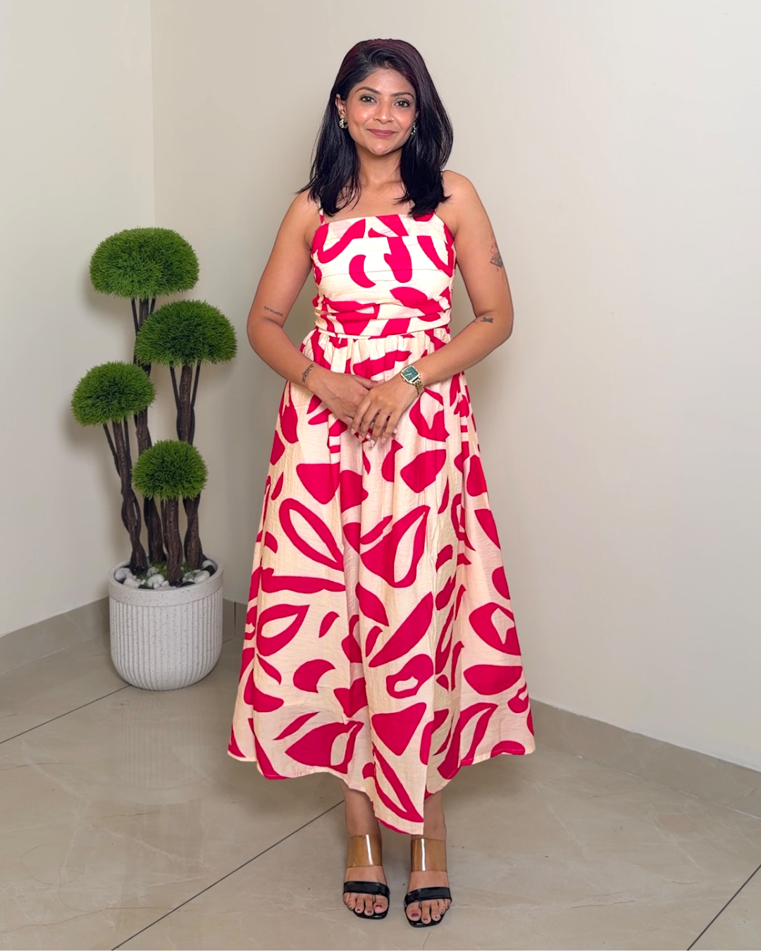 Vibrant Strap Midi Dress