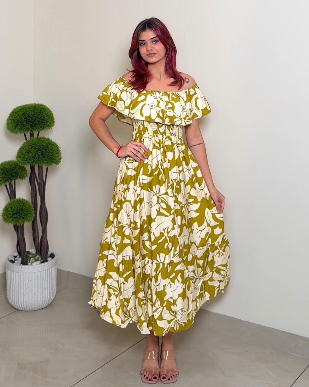 Off Shoulder Printed Dress