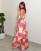 Floral Strap Maxi Dress Vibrant Colours