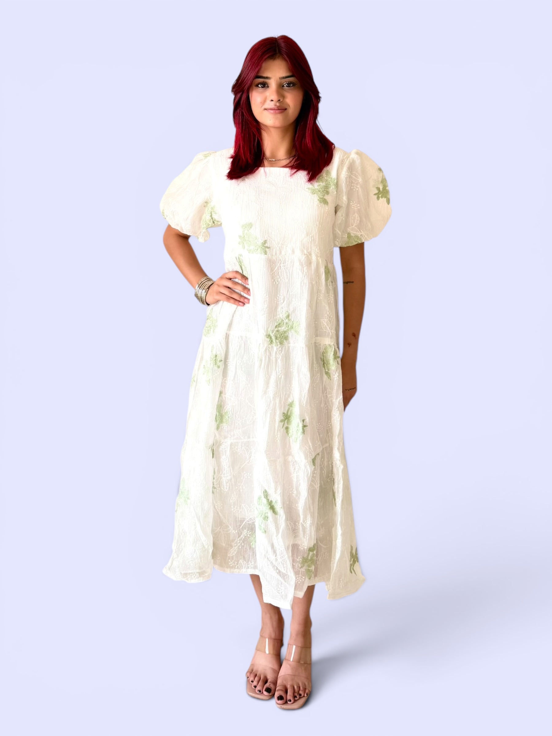 Floral Ruffle Rayon Dress
