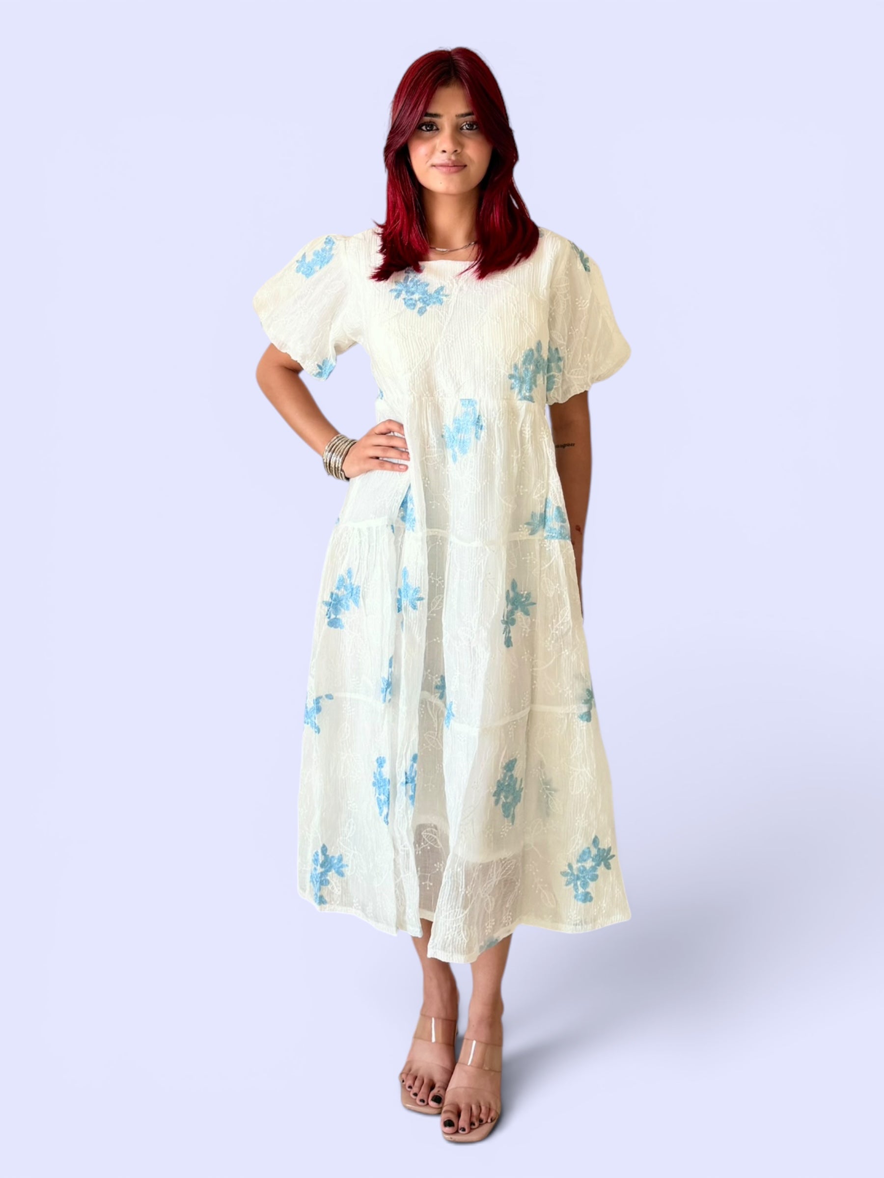Floral Ruffle Rayon Dress