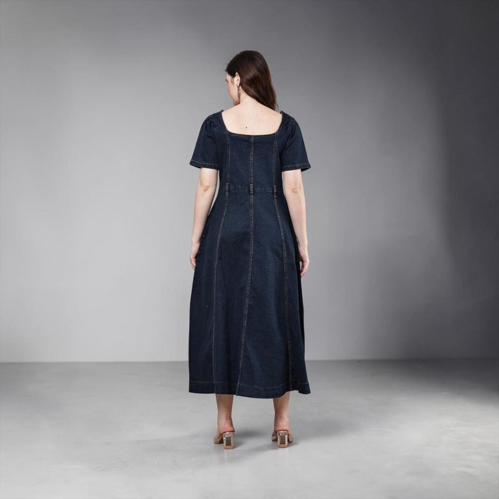 Square Neck Denim Dress