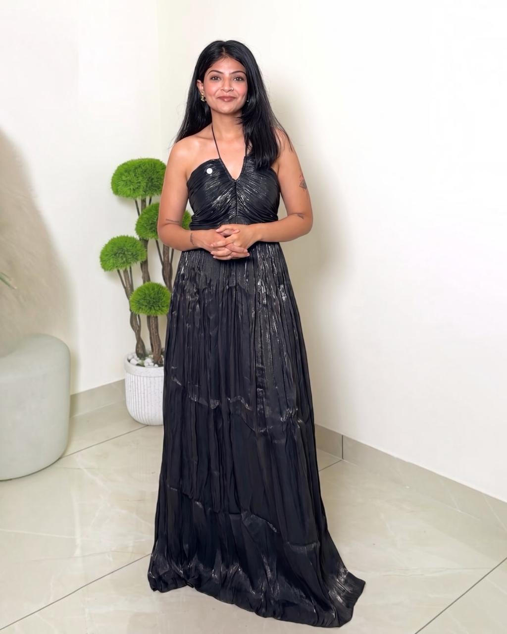 Plain Metallic Party Dress