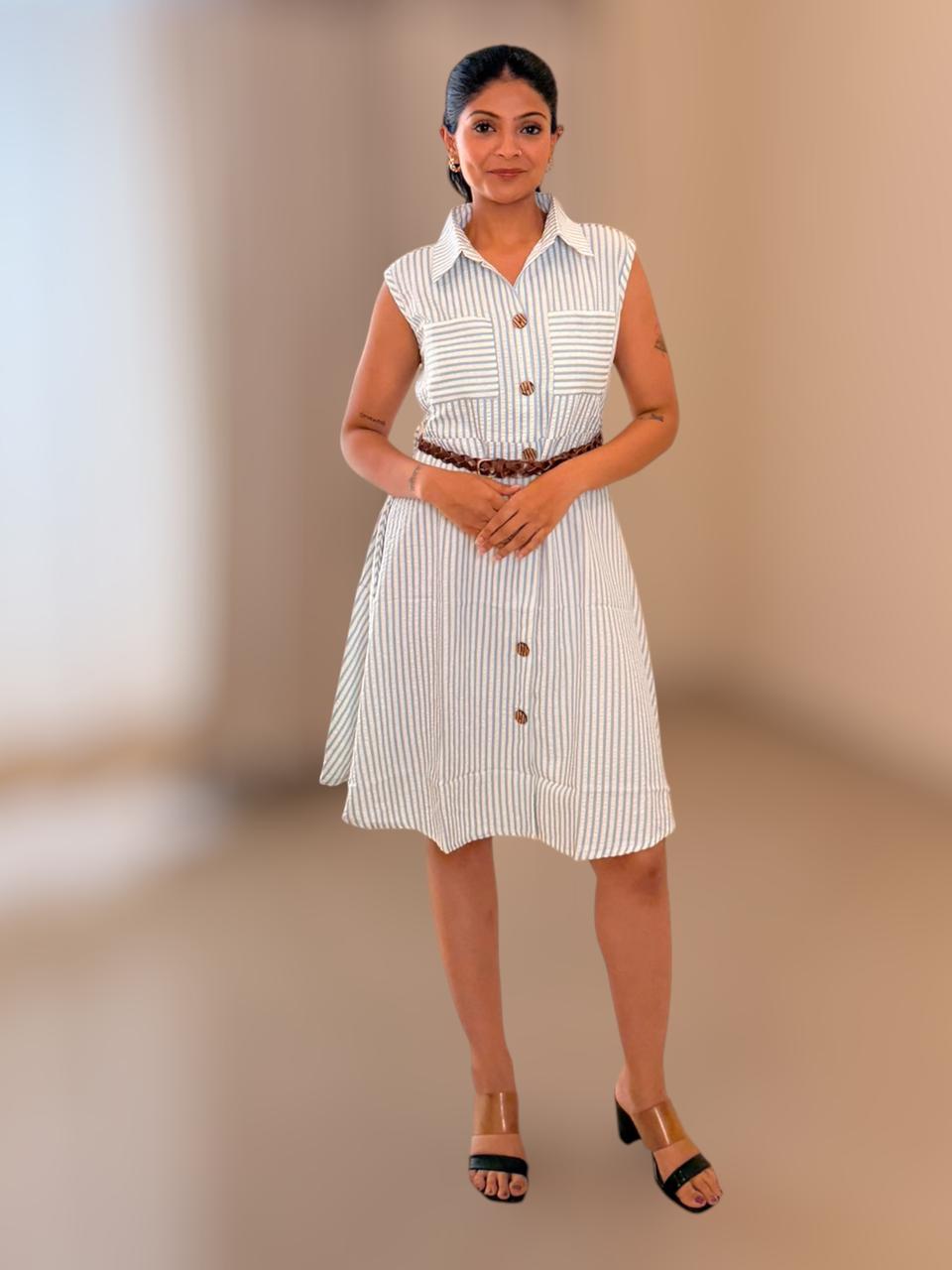 Pinstripe Midi Dress