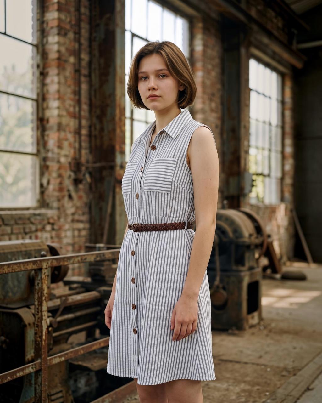Pinstripe Midi Dress