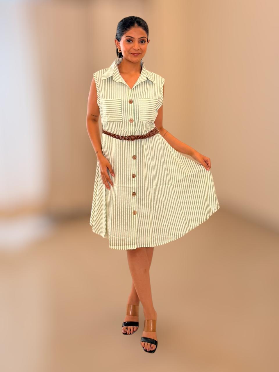 Pinstripe Midi Dress