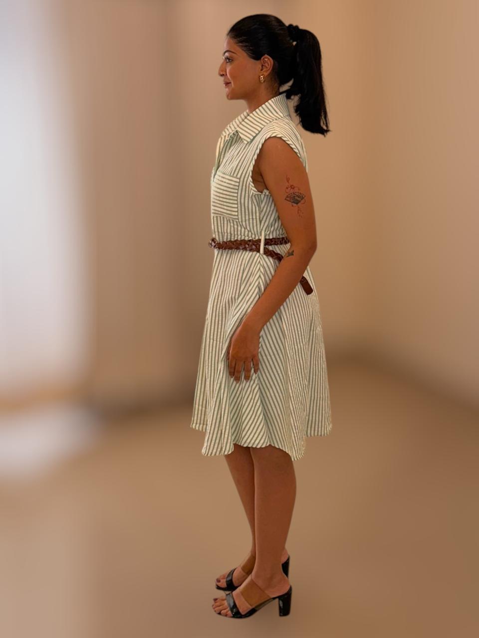 Pinstripe Midi Dress