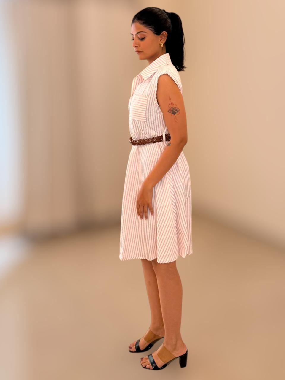 Pinstripe Midi Dress