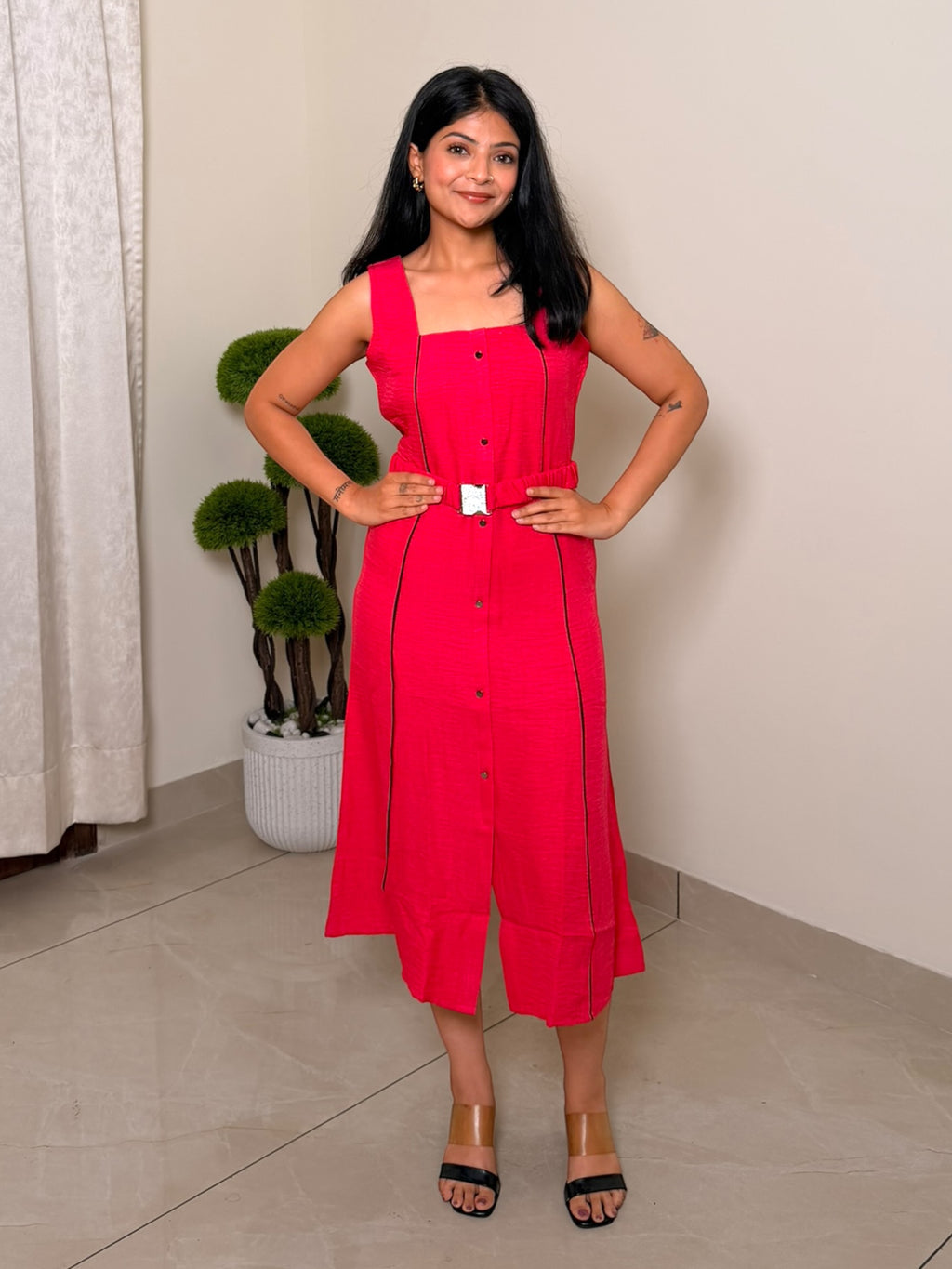 Vibrant Stretchable Midi Dress
