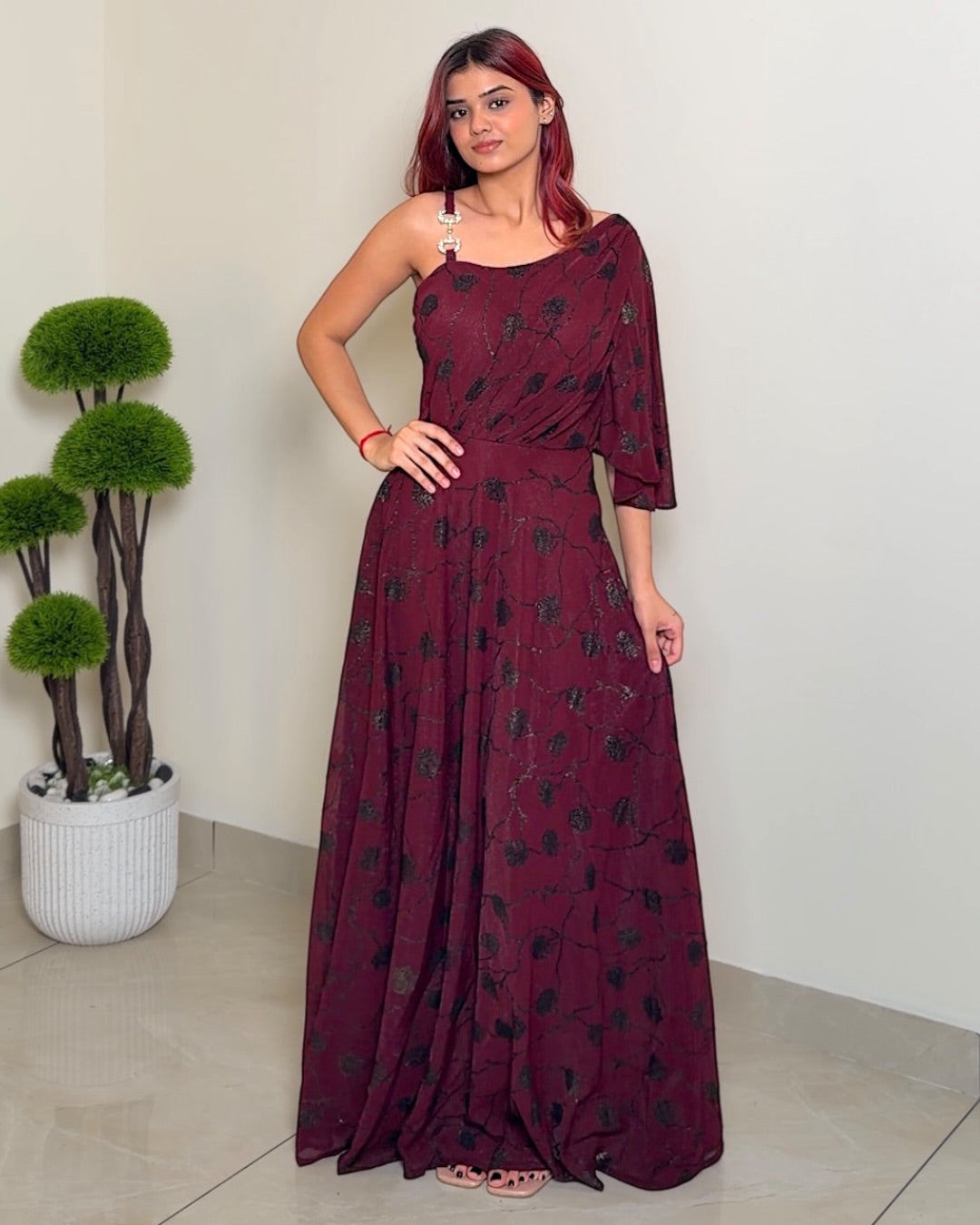 One Shoulder Party Gown