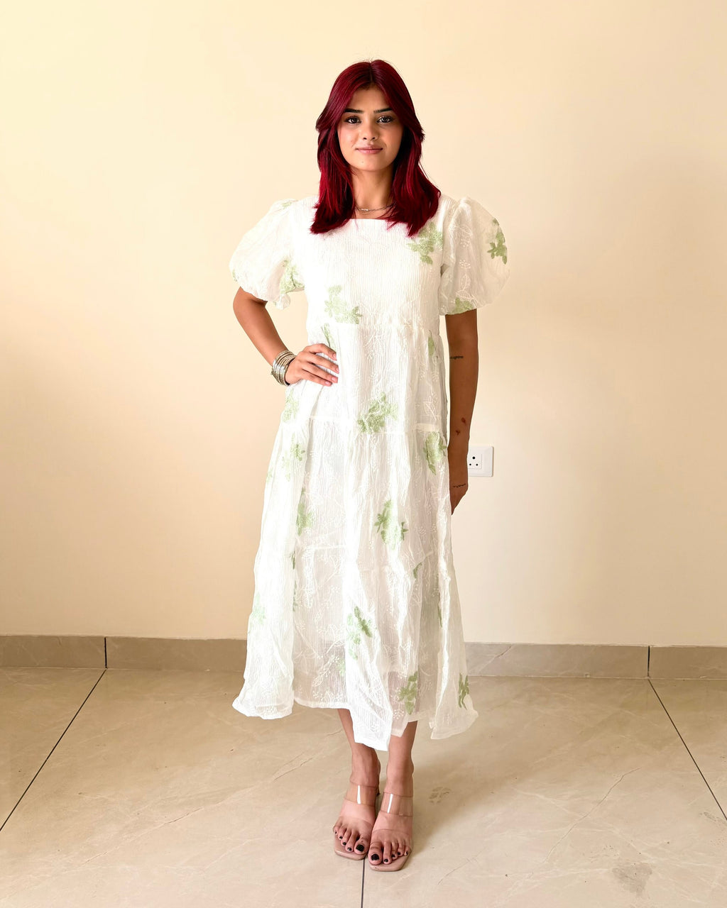 Puff Sleeve Midi Dress