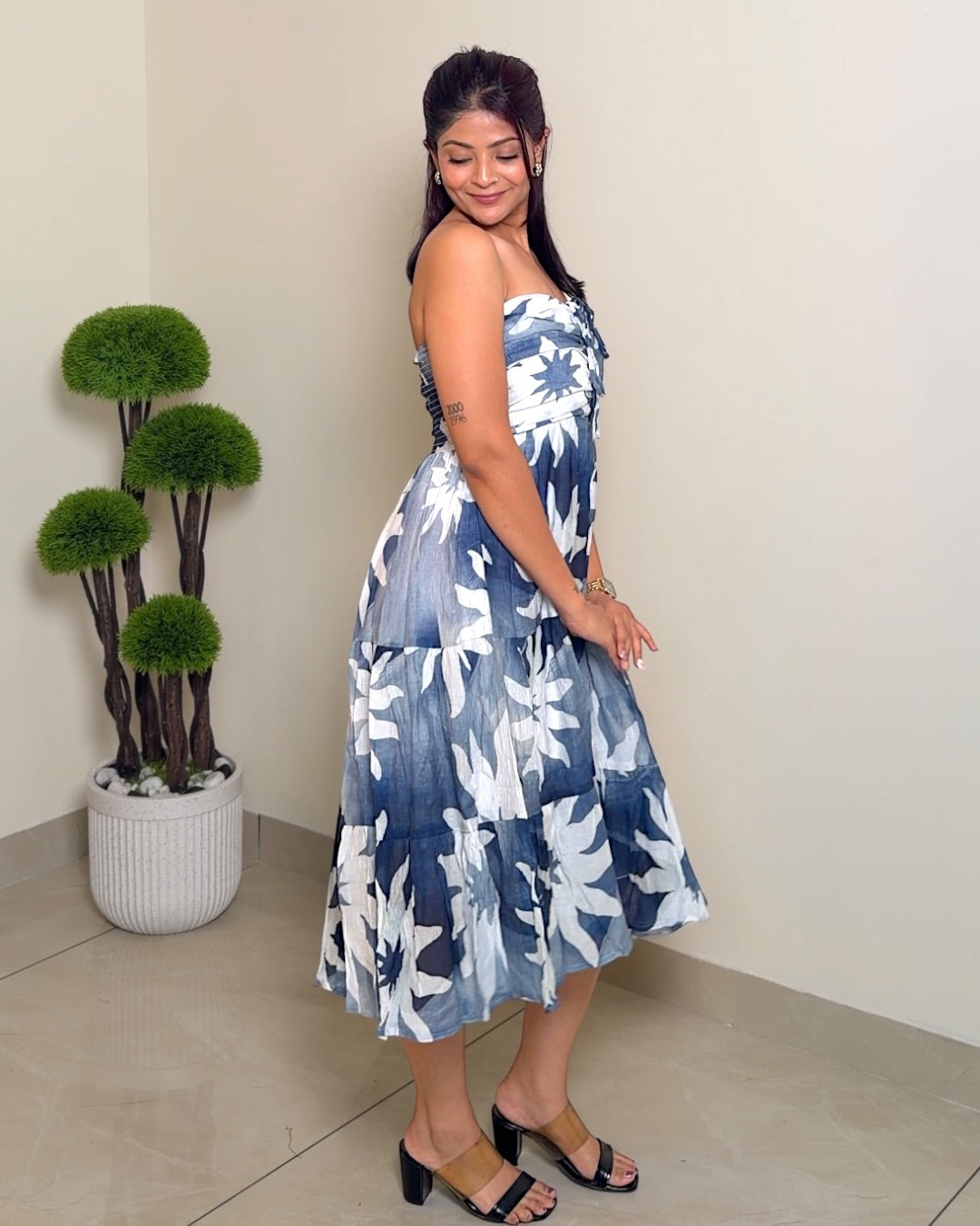 Tube Floral Midi Dress
