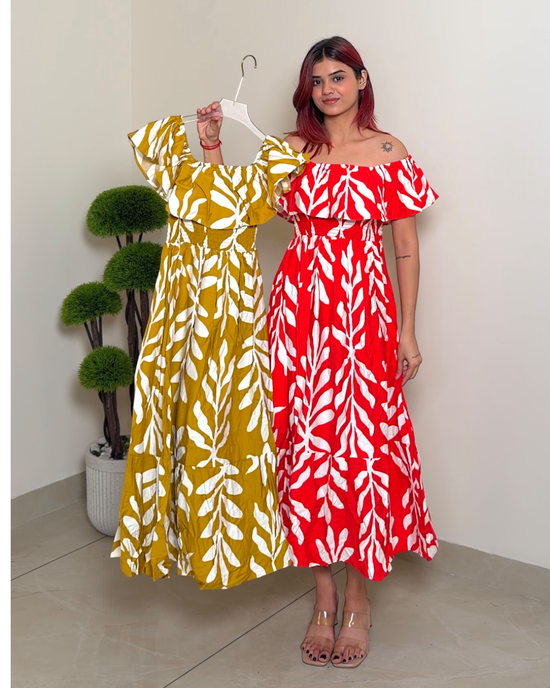 Off Shoulder Printed Dress