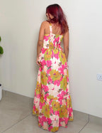 Floral Strap Maxi Dress Vibrant Colours