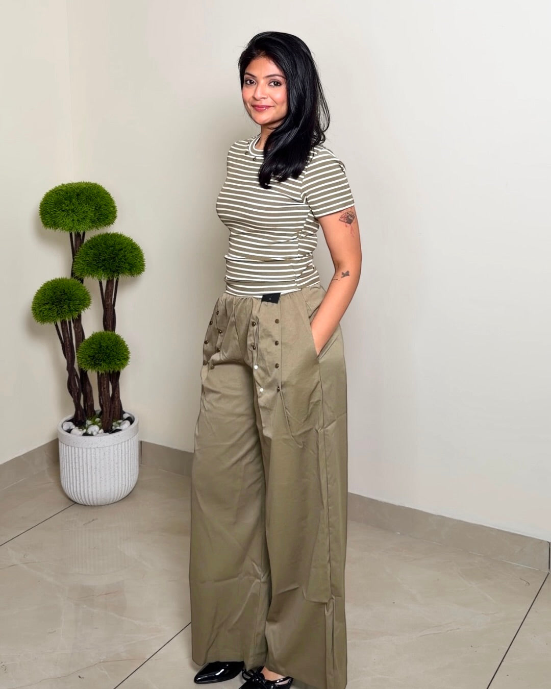 Striped Stretchable Co-ord Set