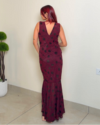 V Neck Ruched Fishtail Dress