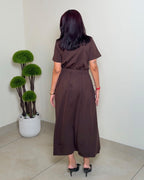 Belted Stretchable Shirt Style Dress