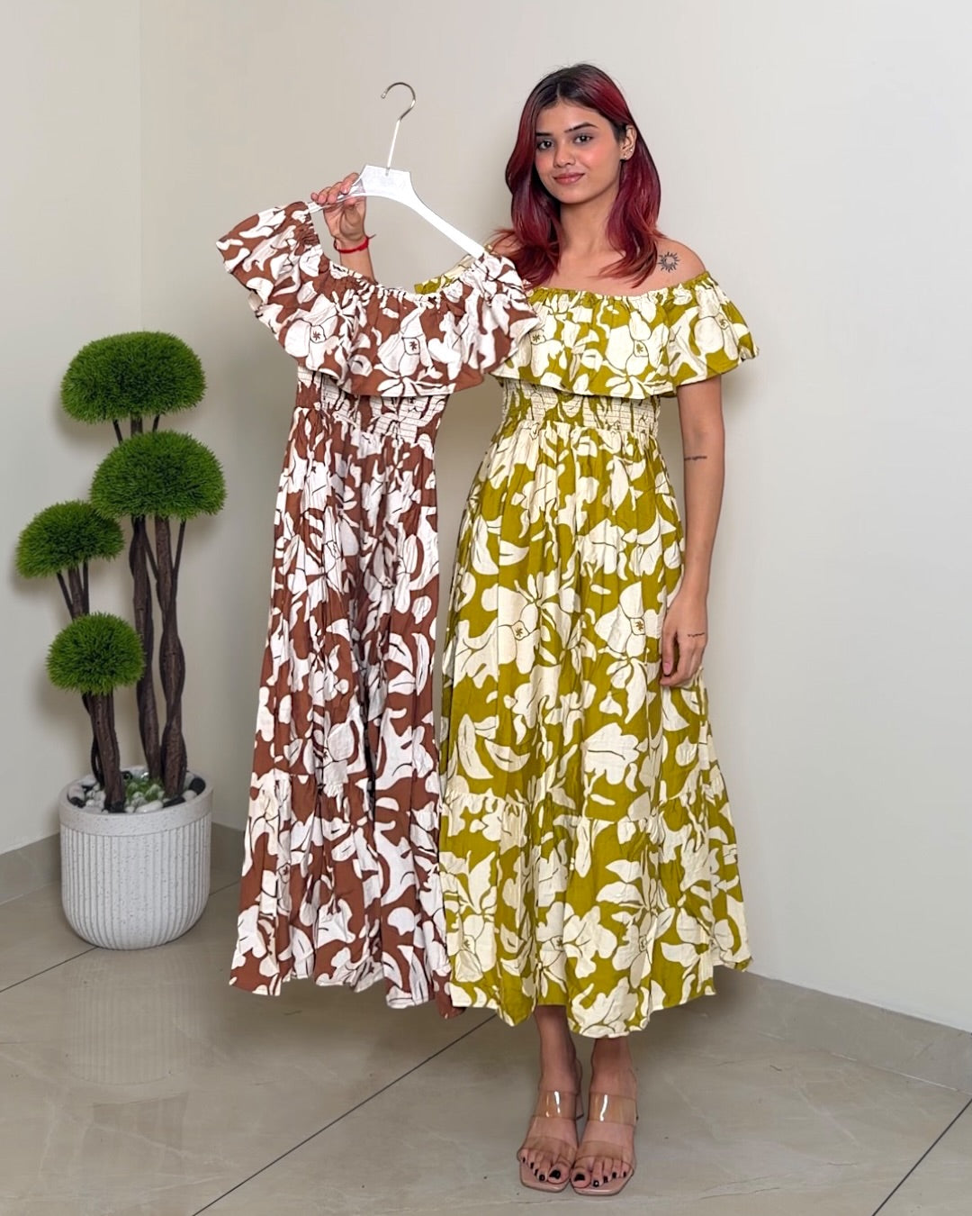 Off Shoulder Printed Dress