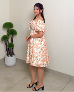 Off-Shoulder Floral Midi Dress