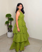 Ruffle Tiered Halter Neck Maxi Dress