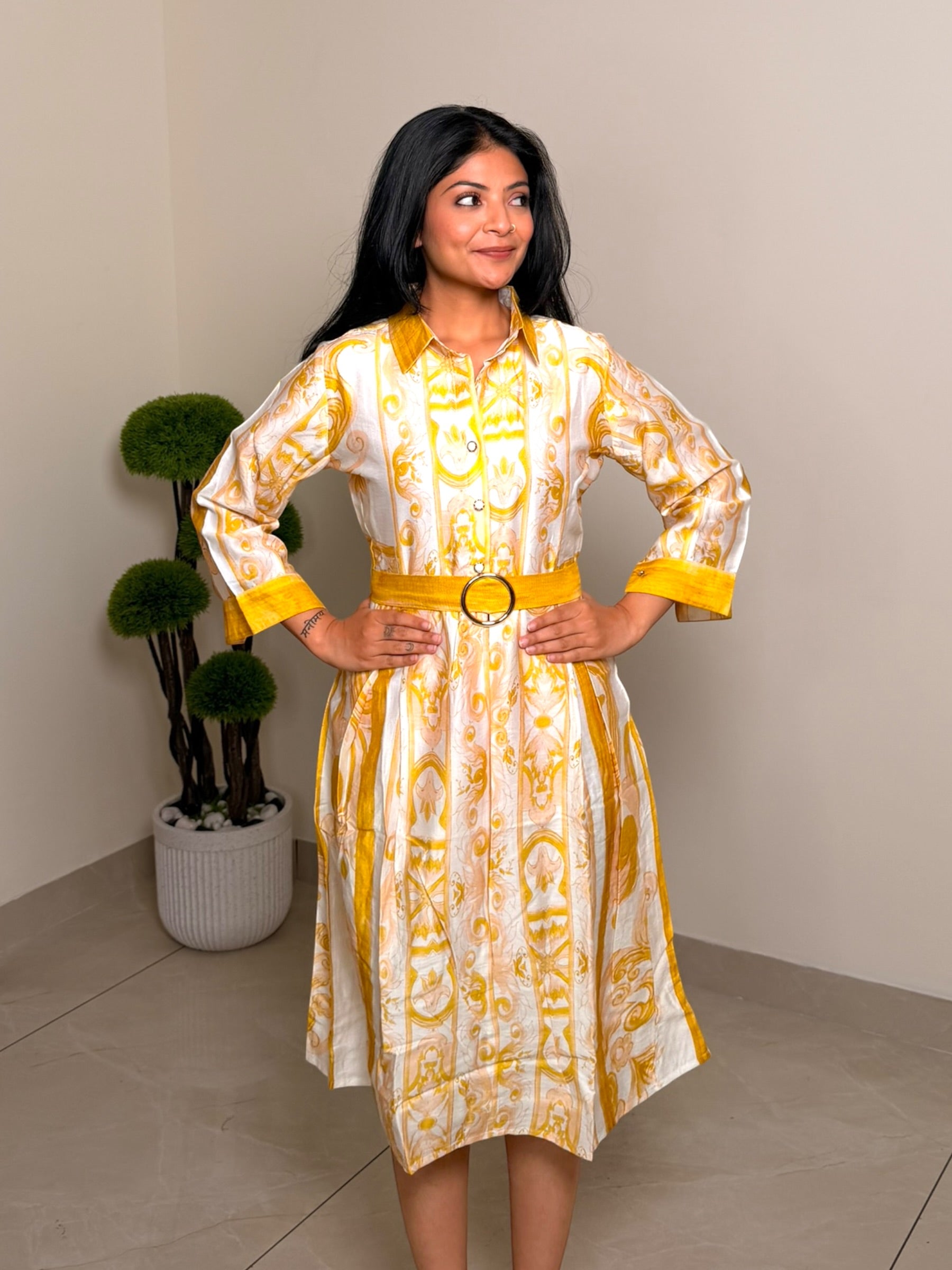 Elegant Belted Premium Dress