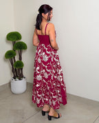 Vibrant Embroidered Printed Maxi Dress