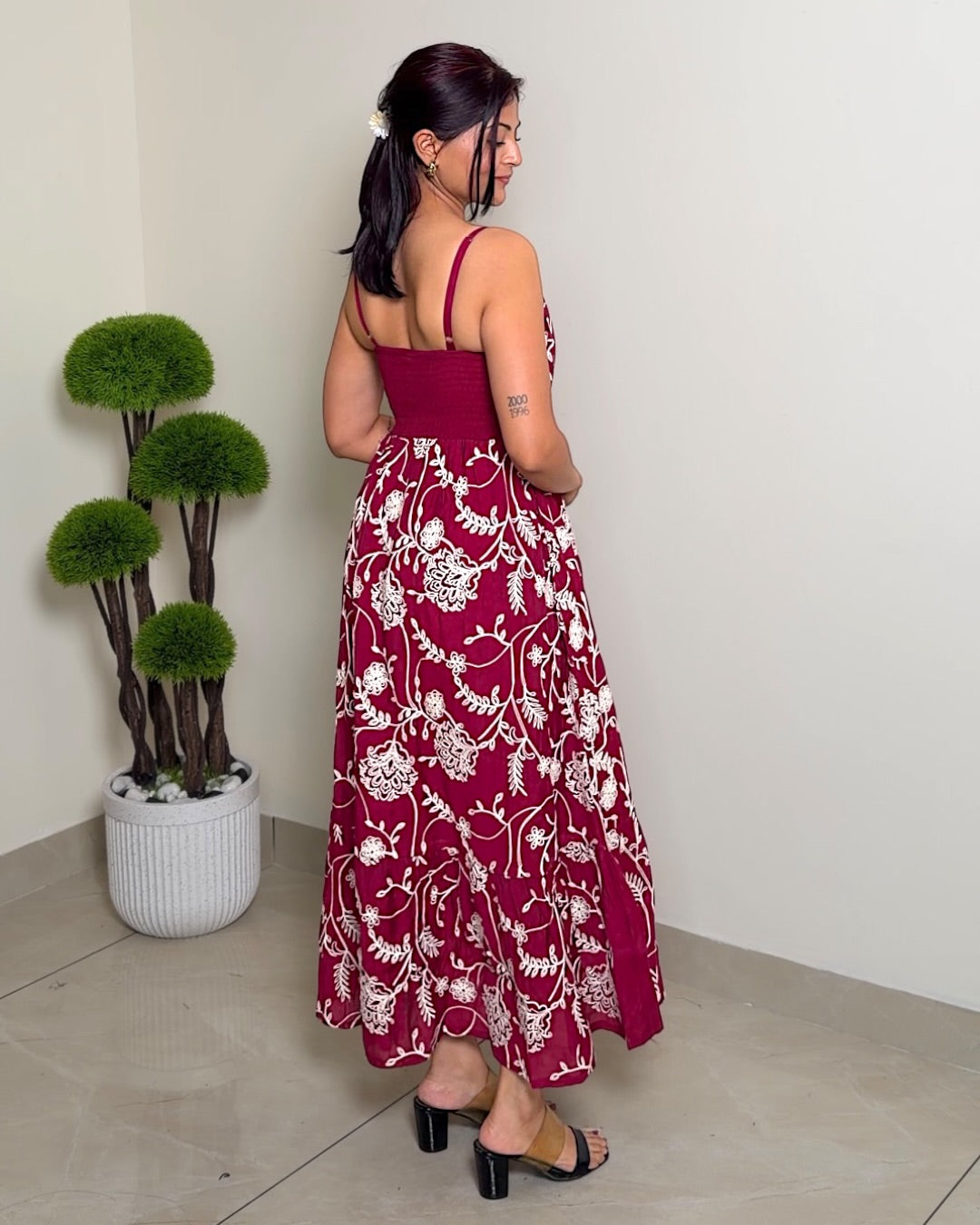 Vibrant Embroidered Printed Maxi Dress