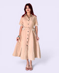 Contrast Trim Belted Midi Shirt Dress