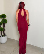 Rhinestone Halter Neck Cocktail Dress