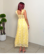 Embroidered Laced Tie-up Dress