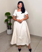 Polka Dot Flared Midi Dress