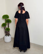Button-Down Square Neck Denim Maxi Dress