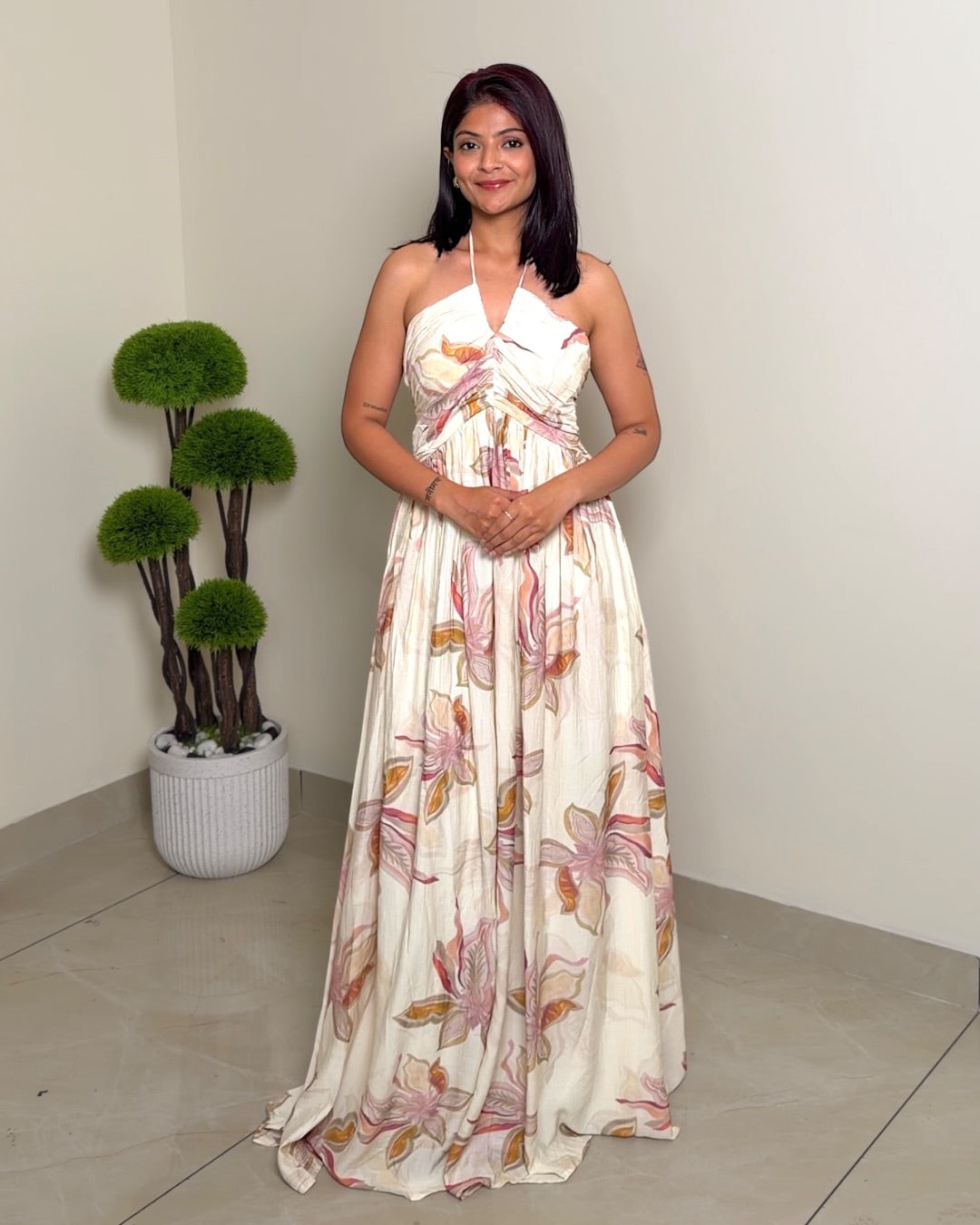 Halter Floral Maxi Dress