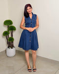 Sleeveless Denim Fit & Flare Dress