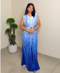 Metallic Draped Ombré Dress