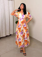 V-Neck Floral Print Dress