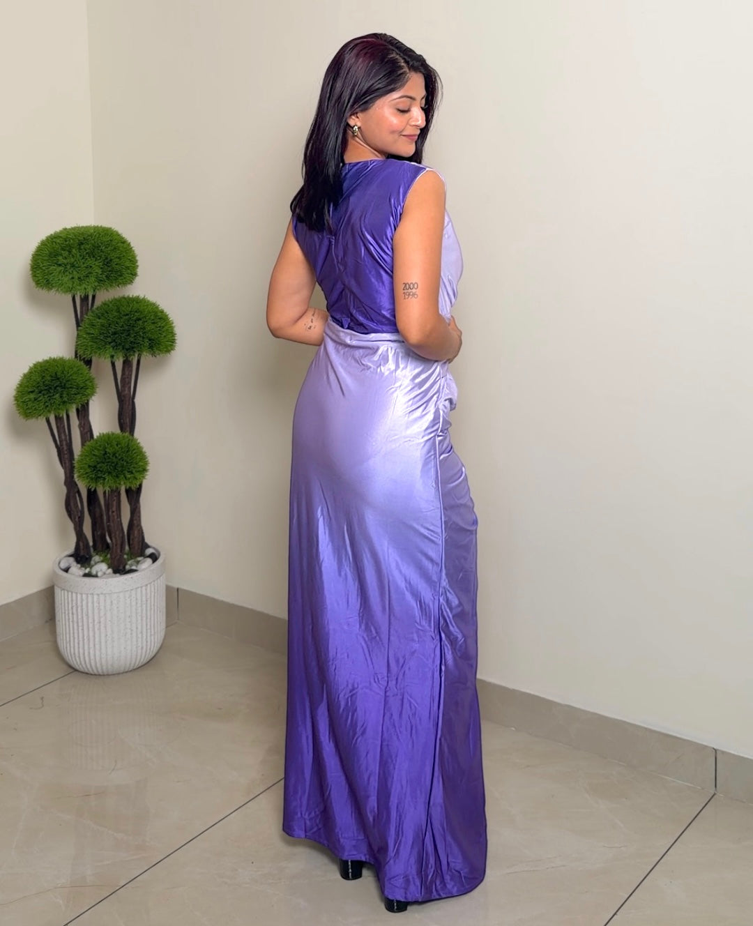 Metallic Draped Ombré Dress