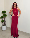 Rhinestone Halter Neck Cocktail Dress