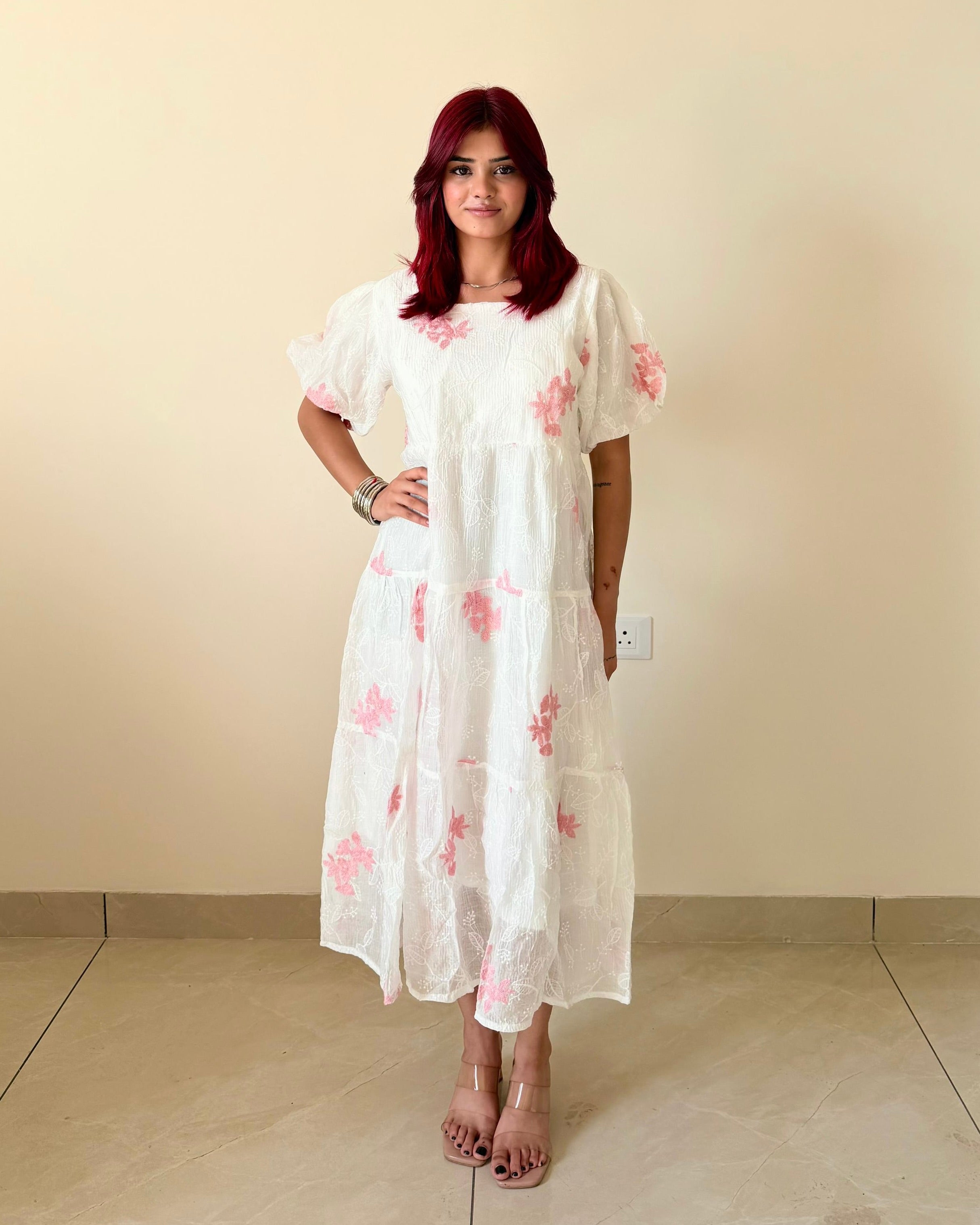 Puff Sleeve Midi Dress