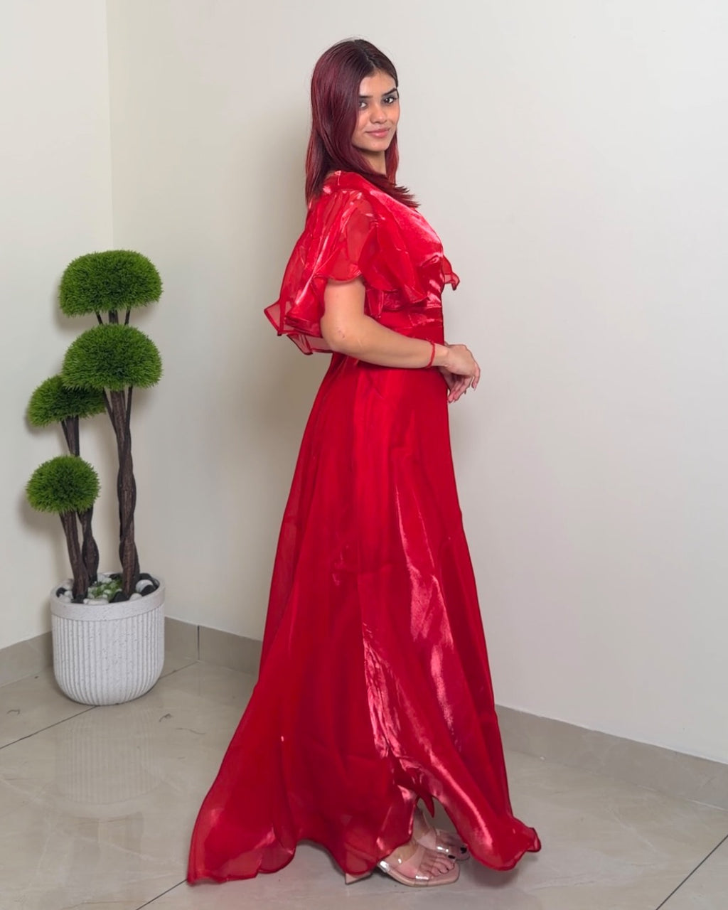 Butterfly Sleeves Metallic Gown