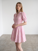 Floral Embroidered Midi Dress with Belt