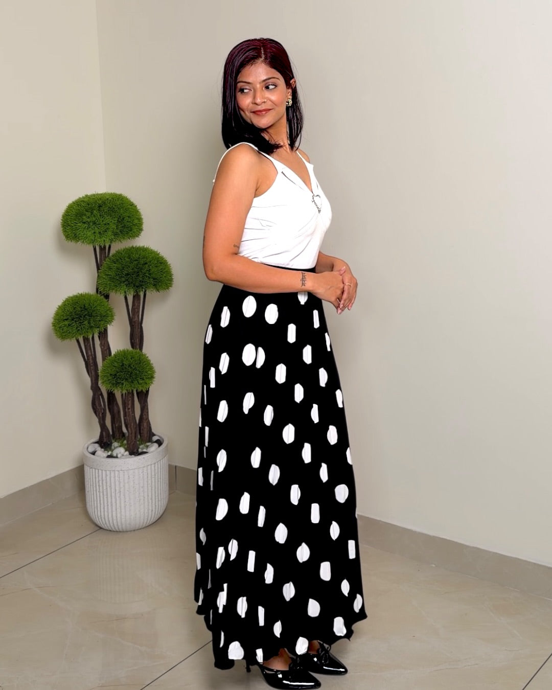 Trendy Pleated Polka Dot Skirt