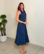 Sleevless Denim Button Down Dress