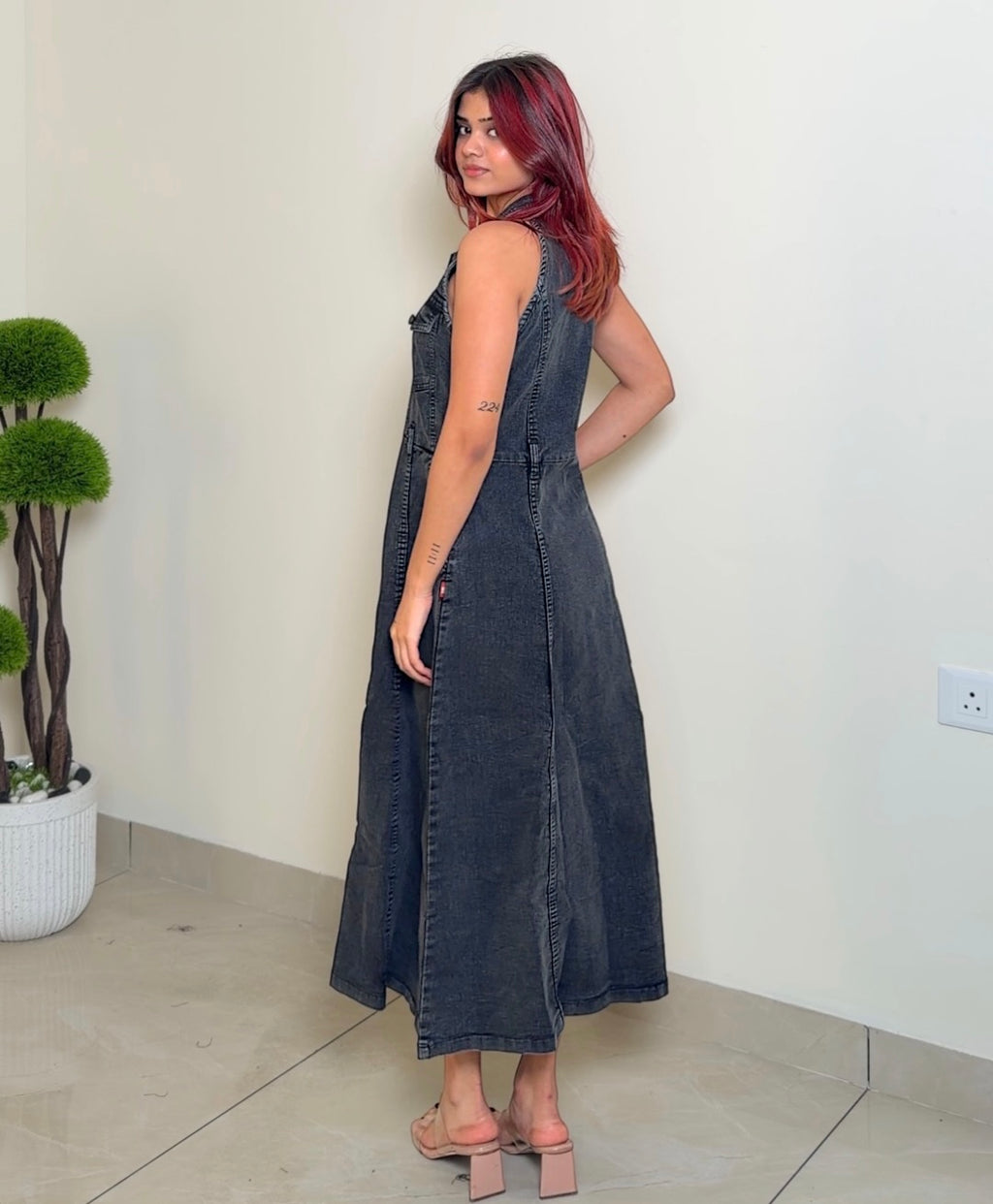 Sleevless Denim Button Down Dress