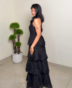 Ruffle Tiered Halter Neck Maxi Dress