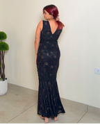 V Neck Ruched Fishtail Dress