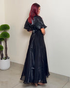 Butterfly Sleeves Metallic Gown