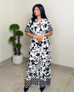 Printed V Neck Jumpsuit