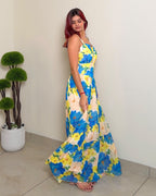 Floral Strap Maxi Dress Vibrant Colours