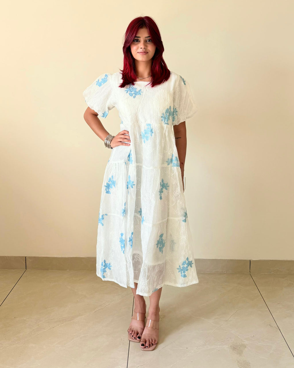 Puff Sleeve Midi Dress